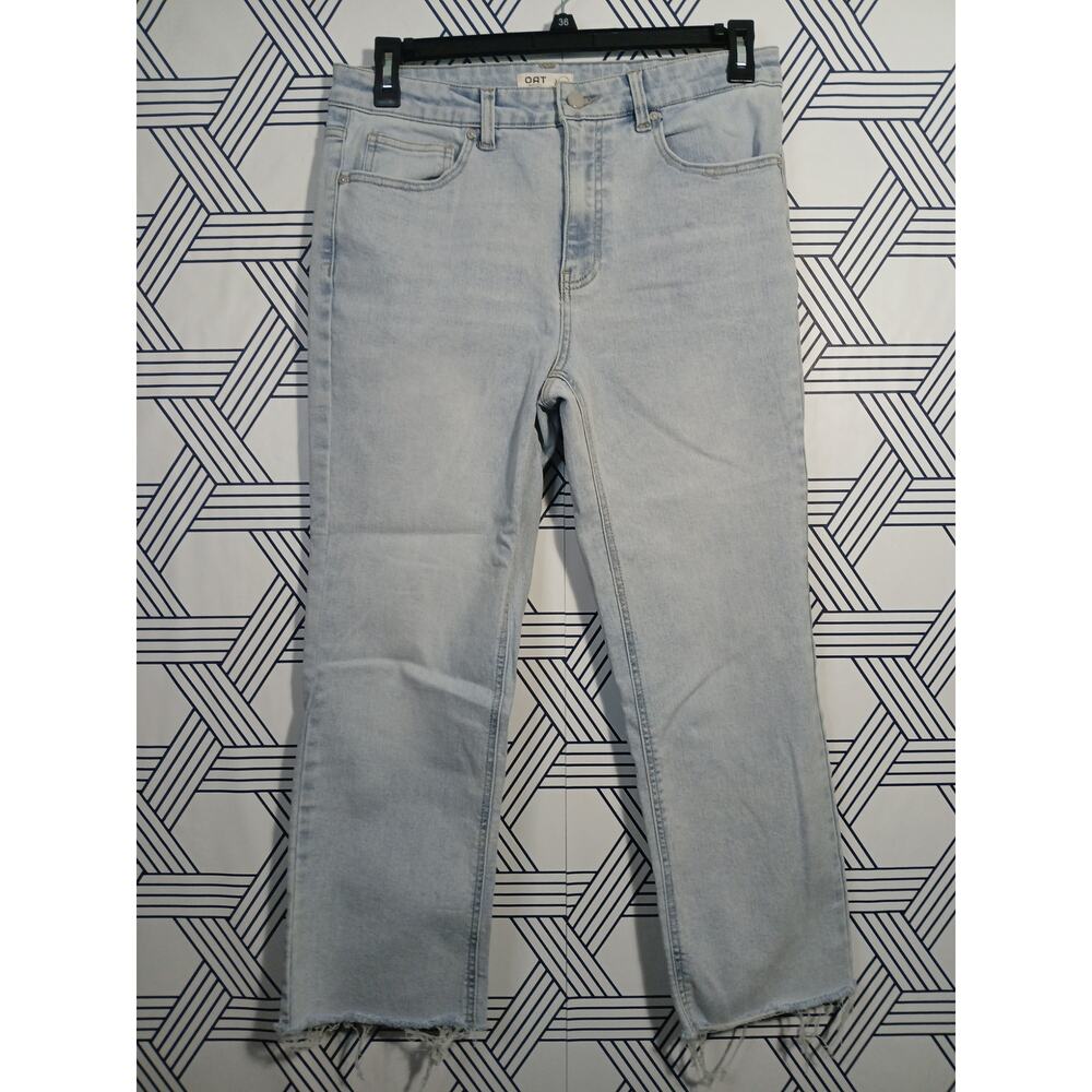 OAT New York Straight Crop Jeans Raw Hem Denim High Rise Minimalist Straight Leg